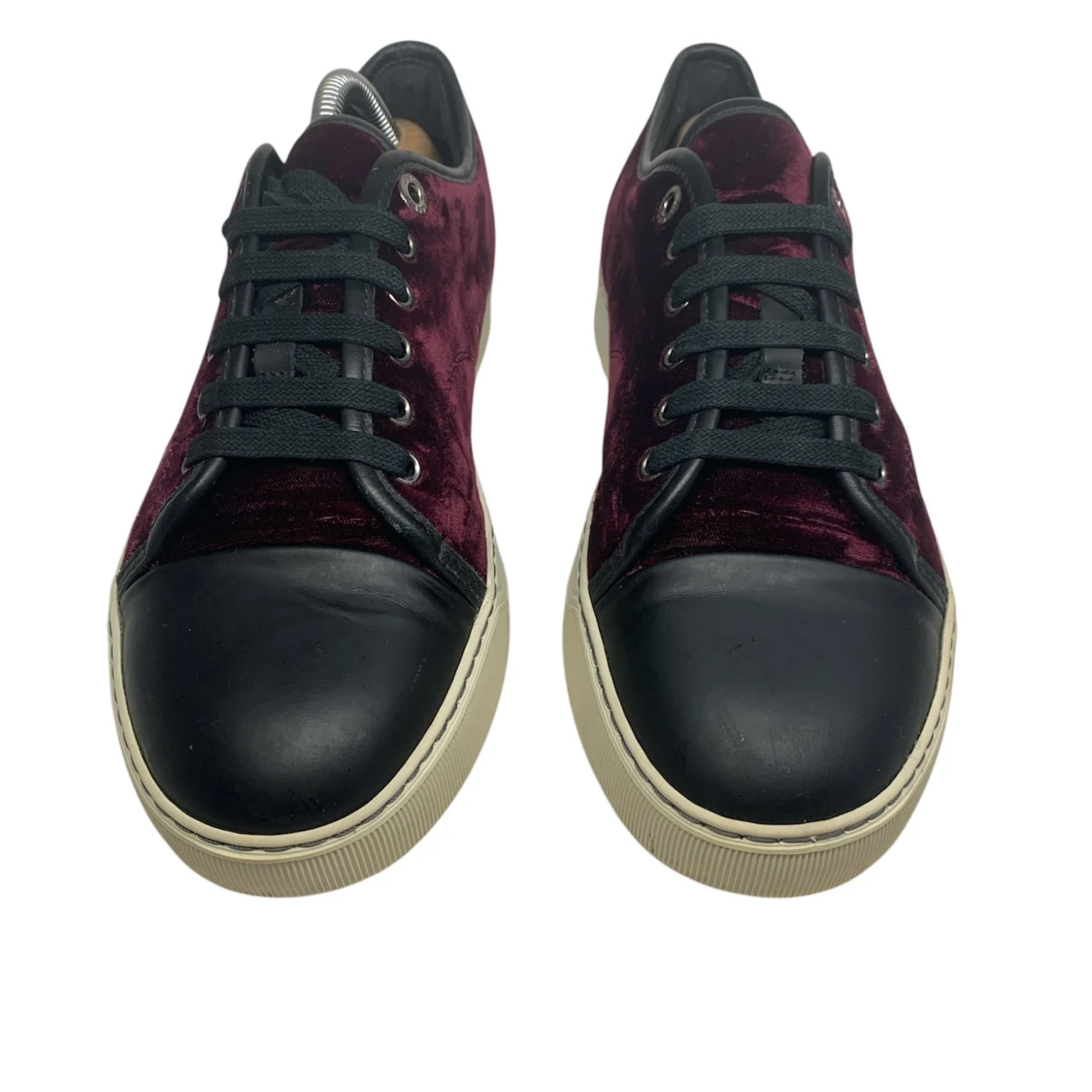 Vinröda sneakers i sammet/velour - 3