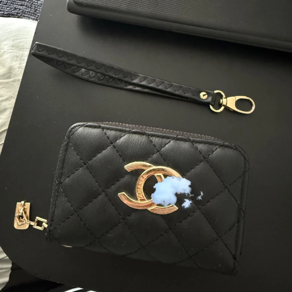 Svart quiltad cc plånbok