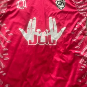 JUL t- shirt (Ninetta) - Snygg rosa tröja från Qalma. Kortärmad modell med vita mönster längs ärmarna. Materialet är lätt köpt för 399kr och använt den 2 gånger bara 