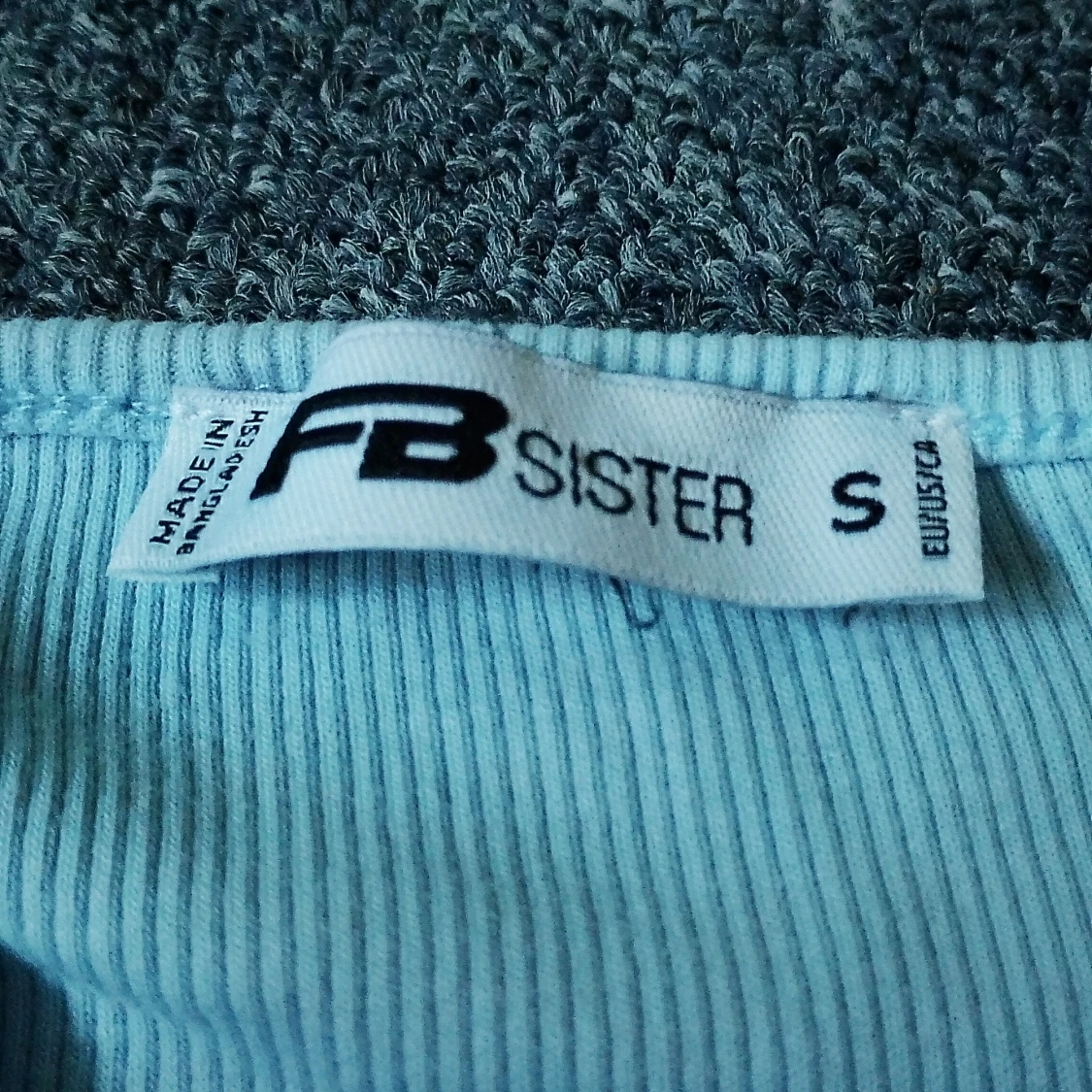 Ljusblå ribbad linnetopp FB Sister - 1