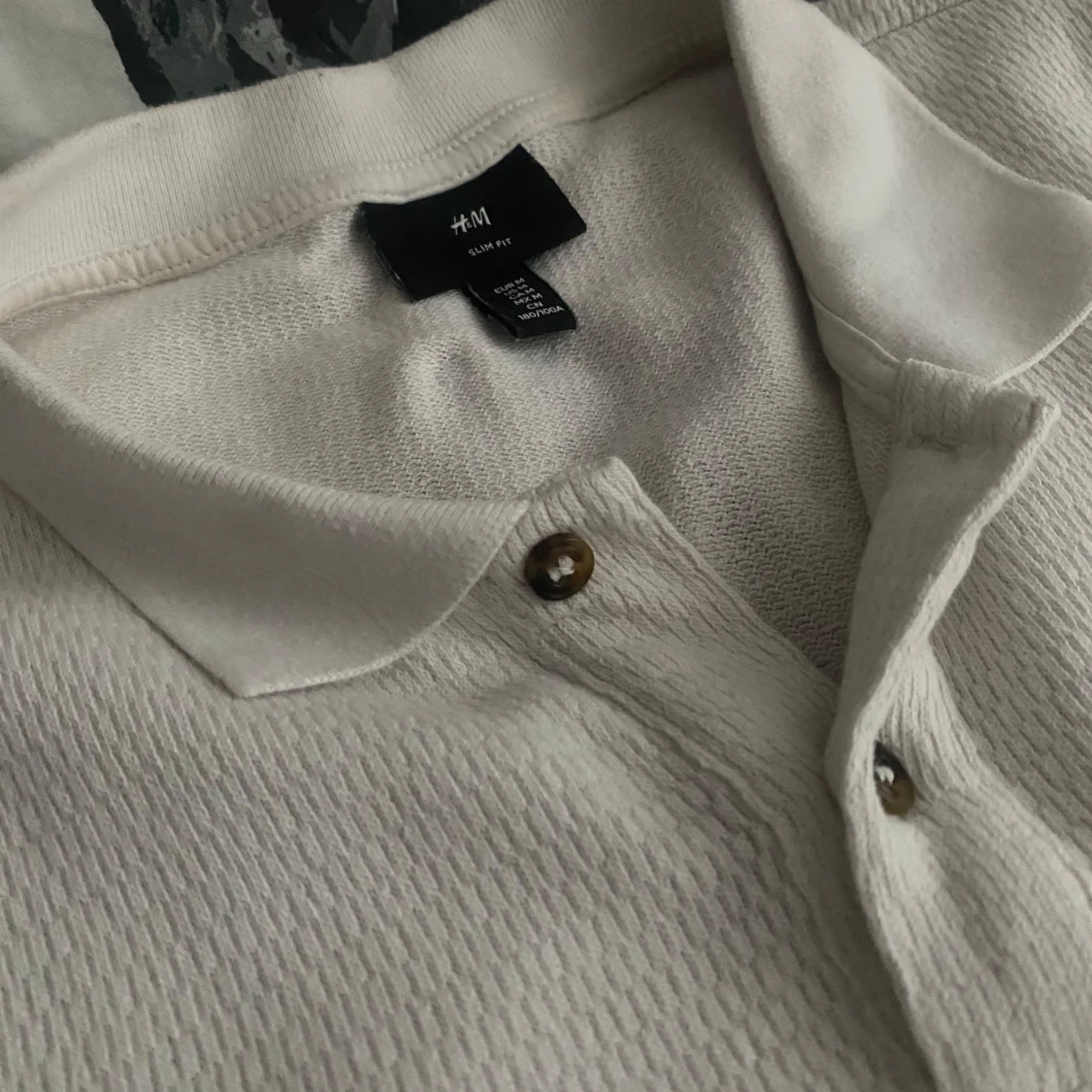 Vit pikétröja H&M slim fit - 2