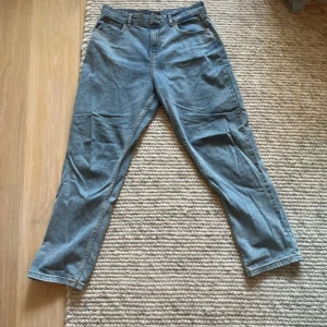 Blå Lee jeans straight fit 14-15Y - Säljer ett par klassiska blå jeans från Lee i straight fit. Jeansen har fem fickor, normal passform och är tillverkade i bomull med lite stretch för extra komfort. Perfekta för dig som gillar en tidlös look och vill ha jeans som sitter skönt hela dagen.
