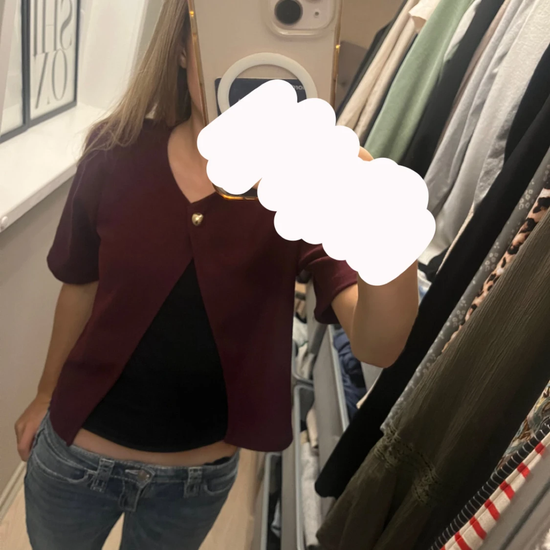 Vinröd kofta från Gina Tricot XS