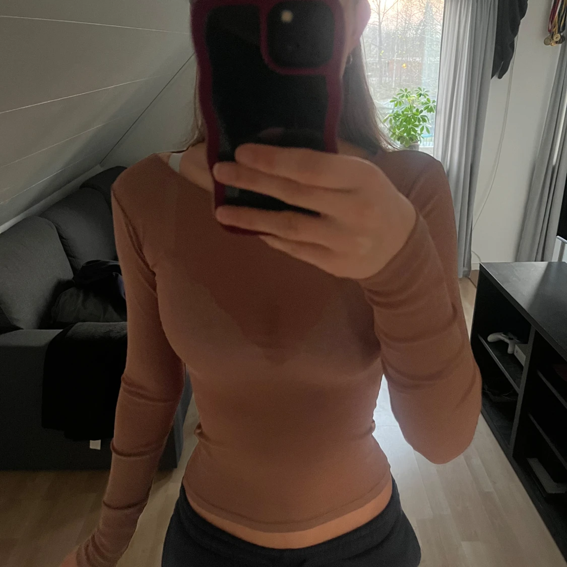 Brun långärmad topp