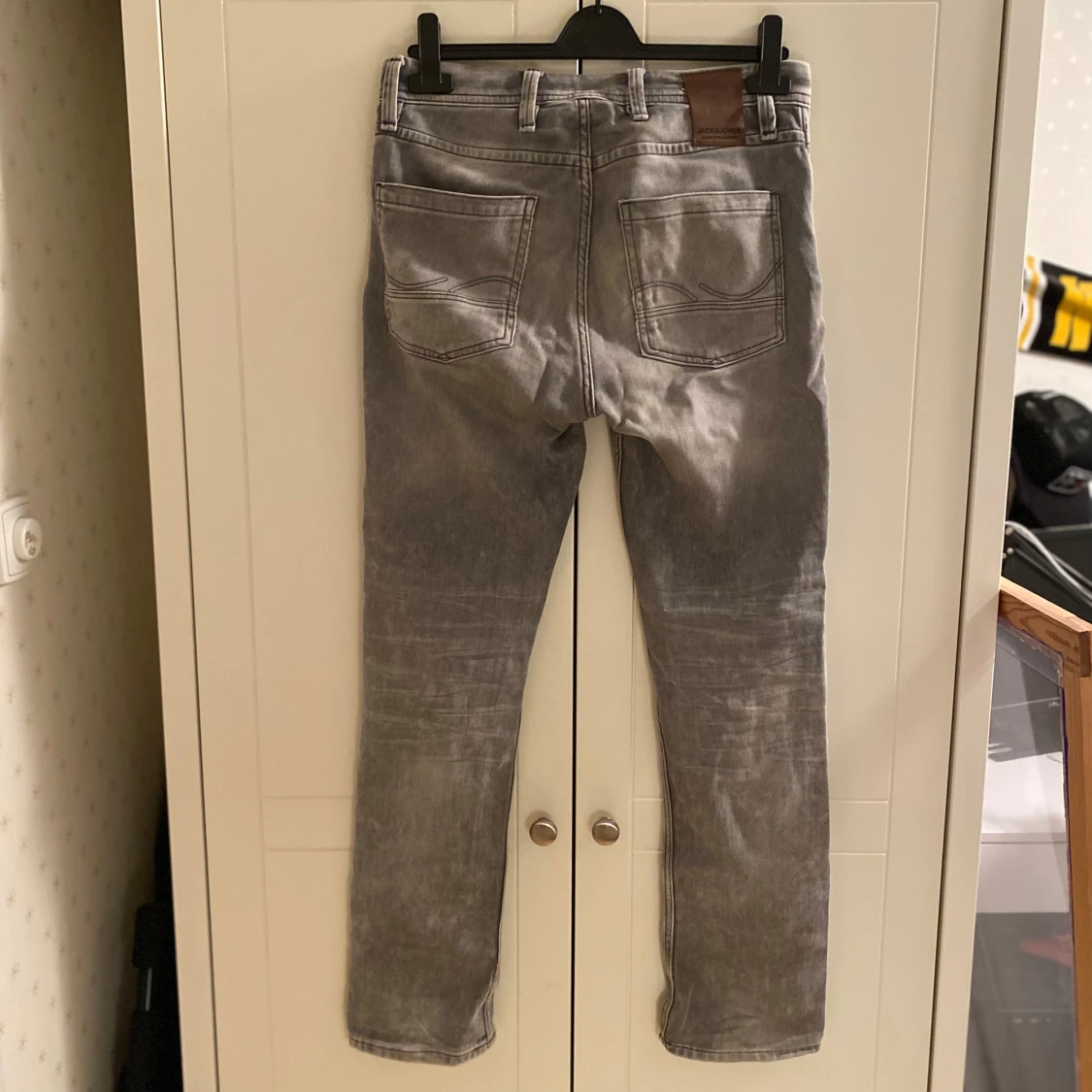 Grå slim straight jeans  - 1