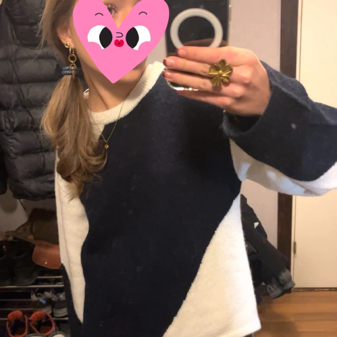 Svartvit stickad tröja - 1