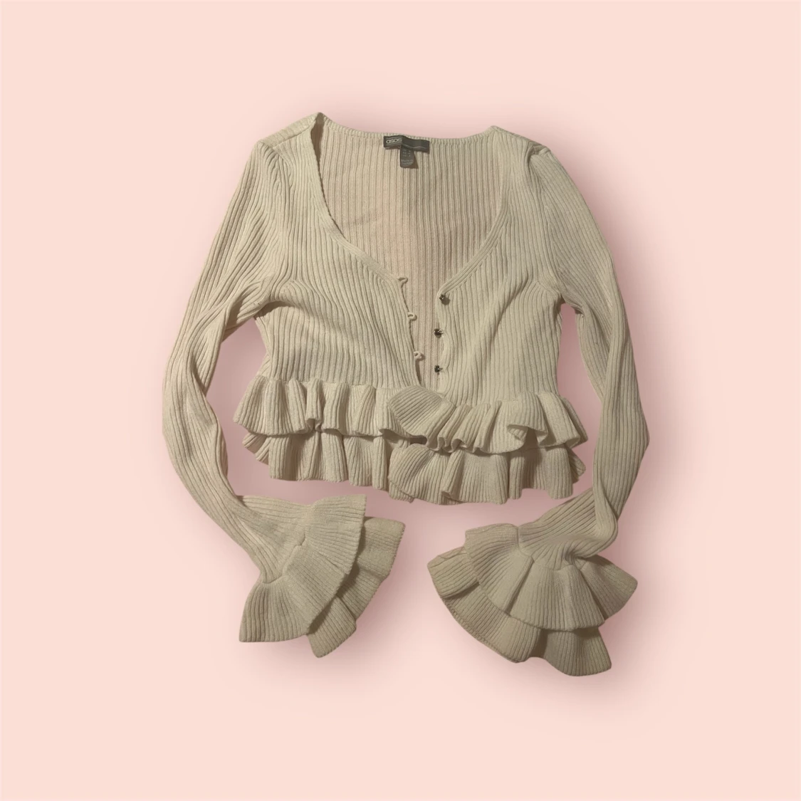 Vit ribbad bolerotopp - 3