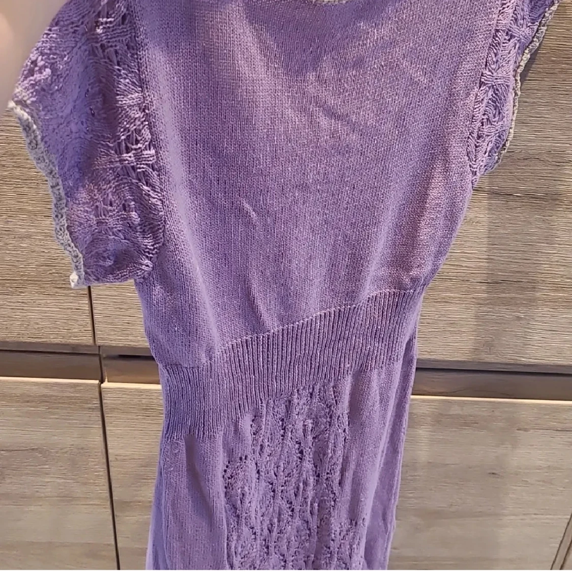 Vintage ljuslila virkad klänning - 2
