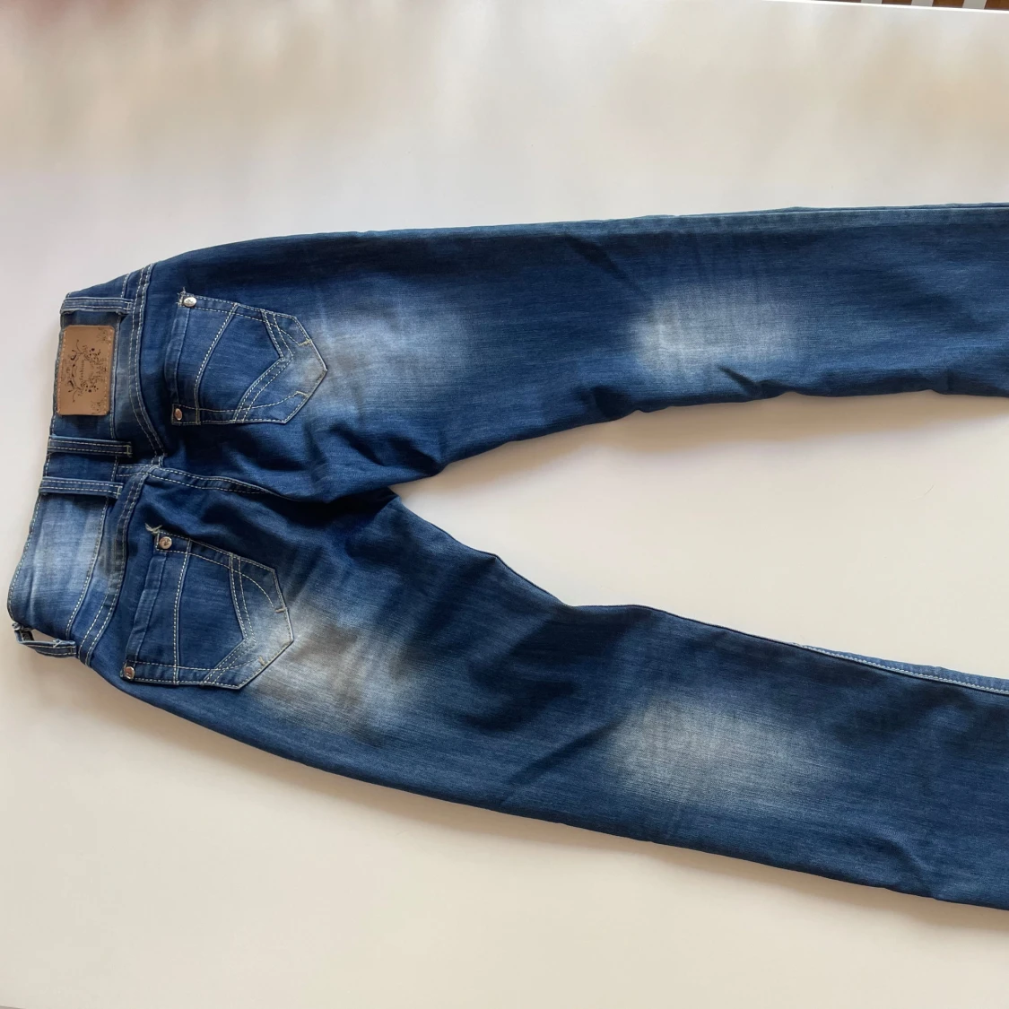 Blå bootcut jeans, low waist - 1