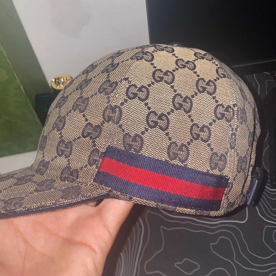 Gucci Navy keps med GG-mönster - 1
