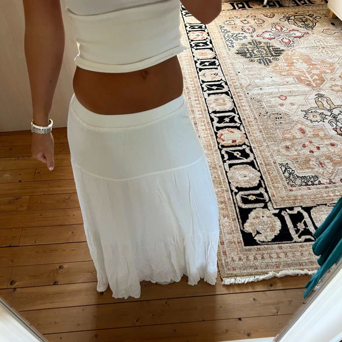 Vit långkjol i bomull - 1