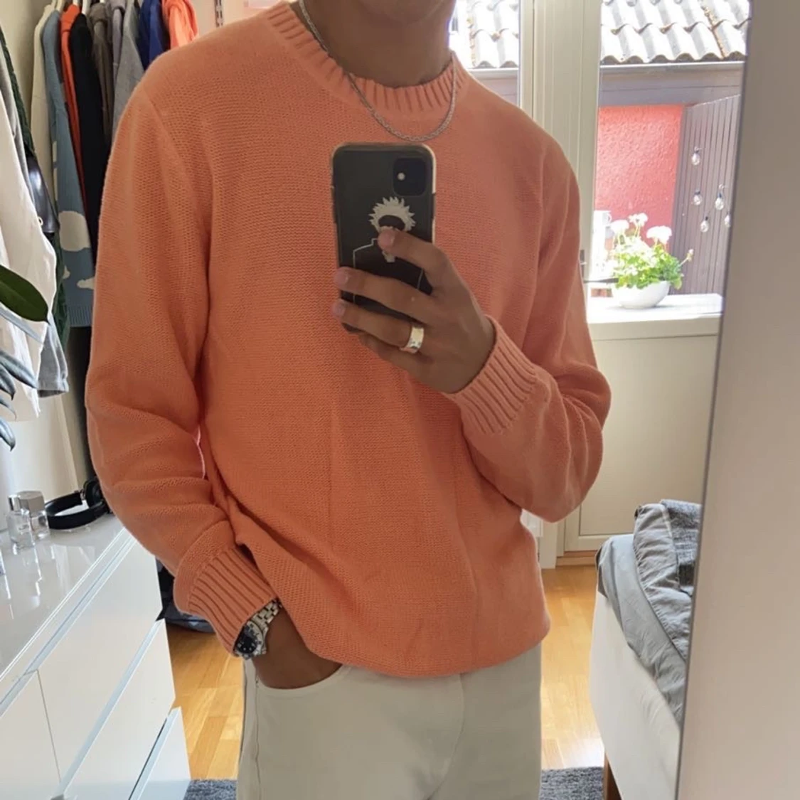 Orange stickadtröja - 90