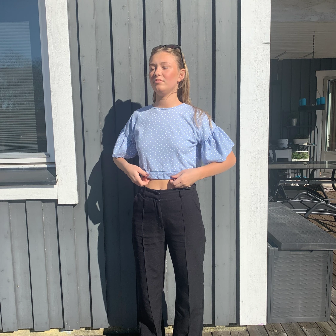 Blå prickig sommar topp💙