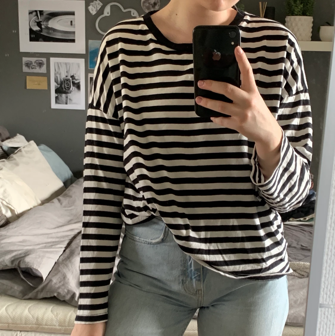 svart vit randig långärmad - 91