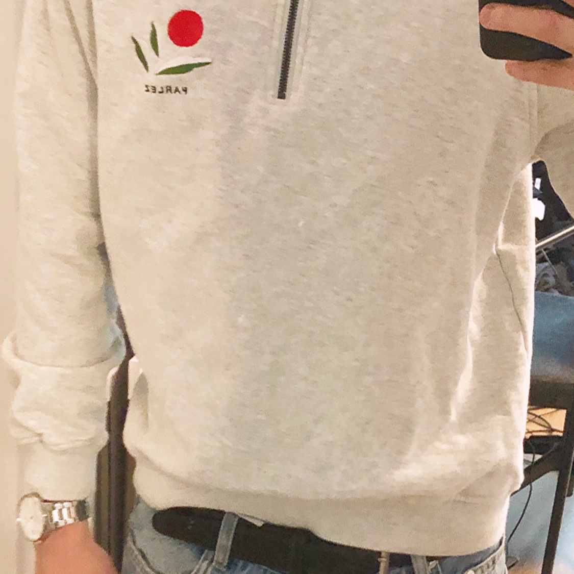 Ljusgrå 1/4 Zip-tröja från Parlez (S) - 91