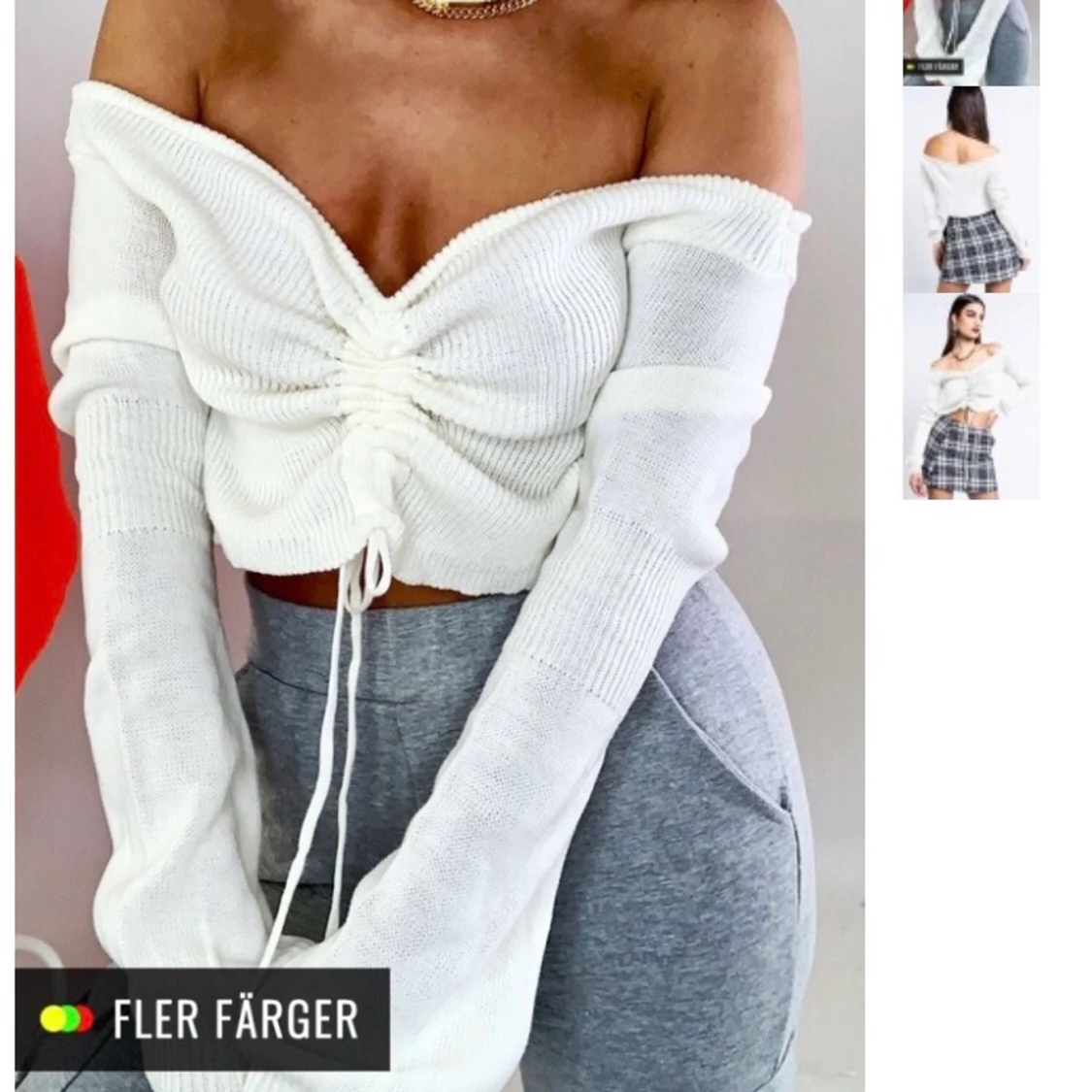 Stickad tröja med dragsko