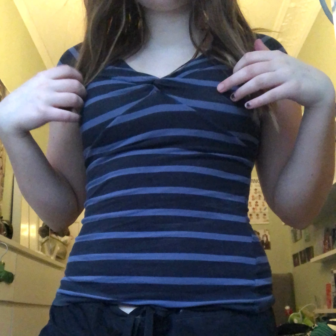 Blårandig topp - 90