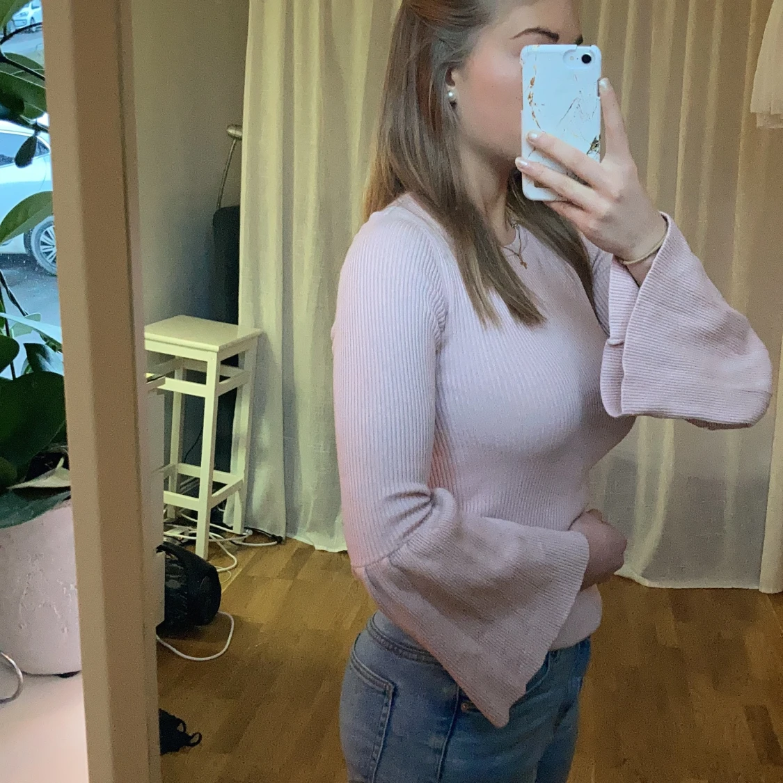 Rosa stickad tröja  - 91