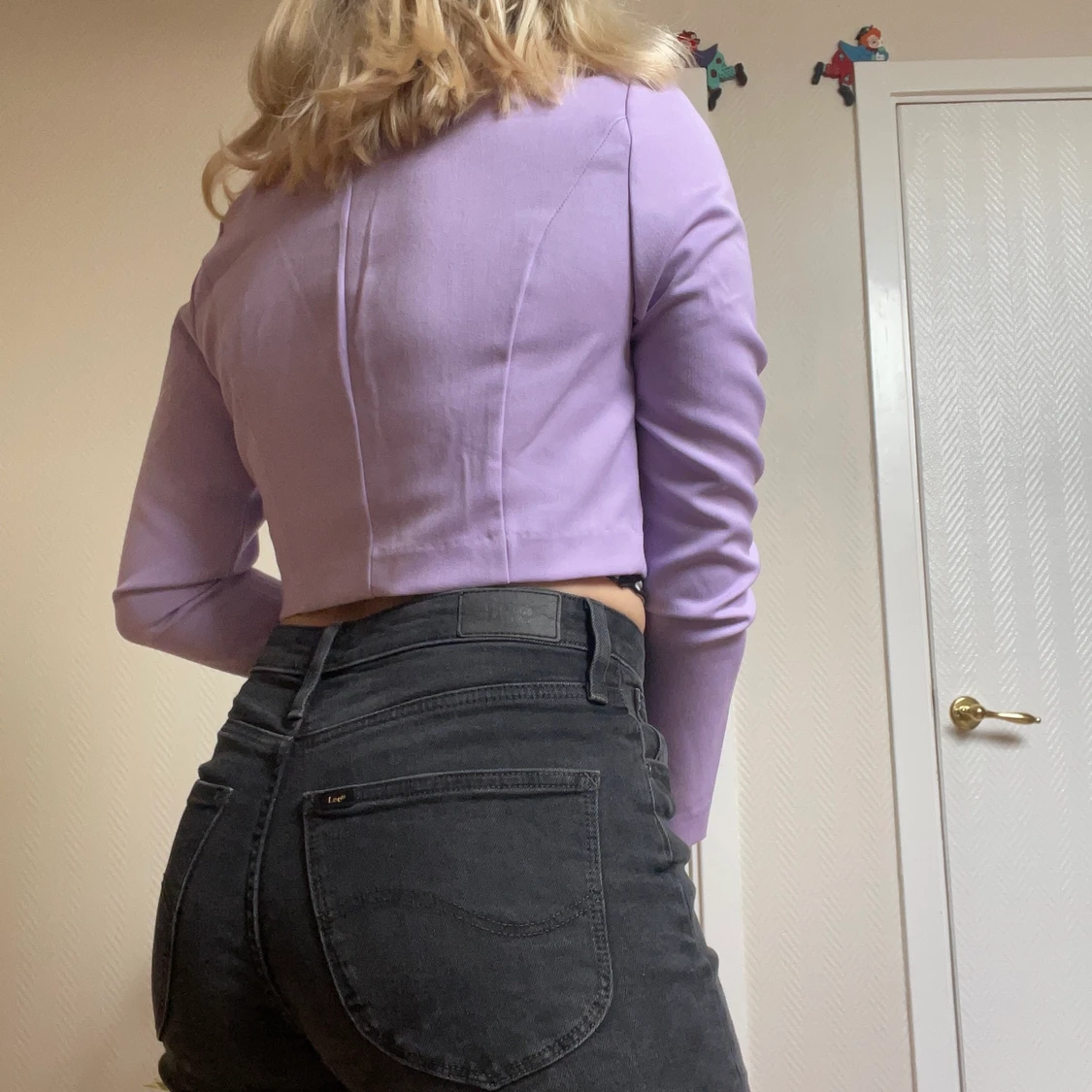 lila croppad kavaj - 90