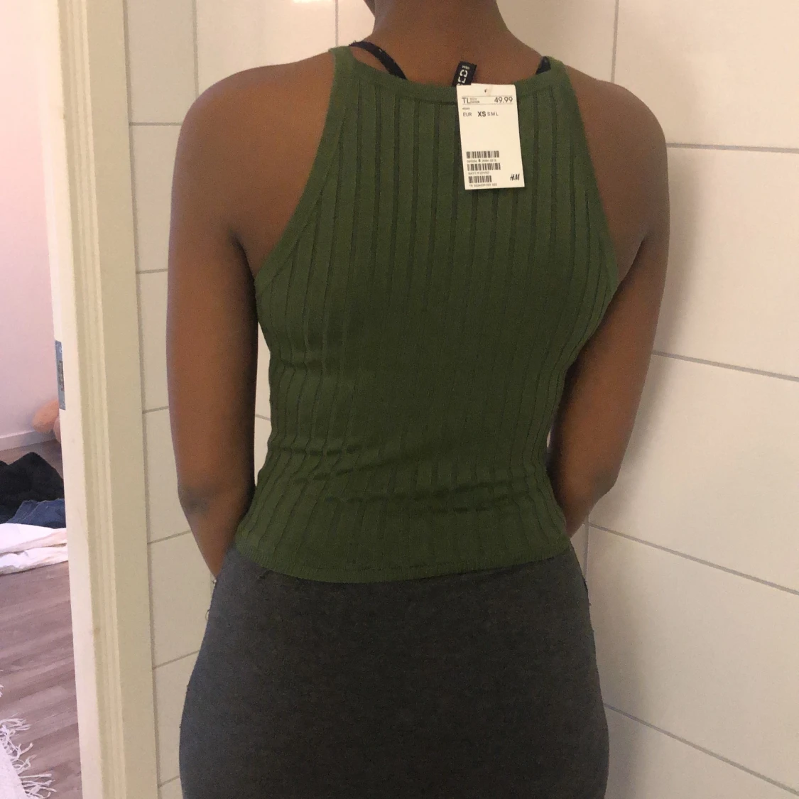 Grönt ribbat linne - 90