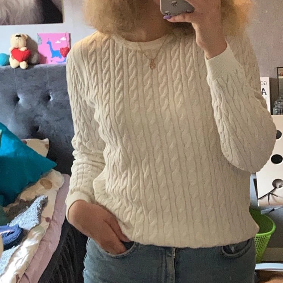 Stickad vit tröja🤍