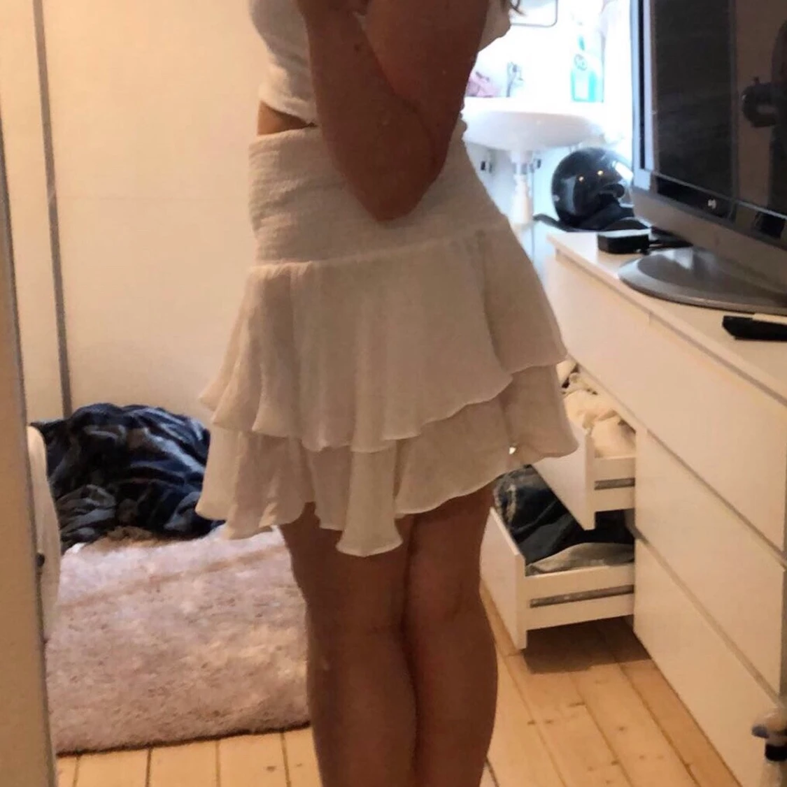 Vit volang kjol - 90