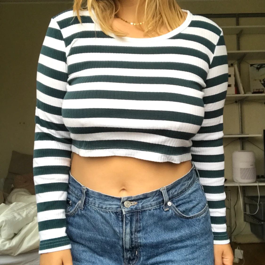 Randig långärmad topp medium