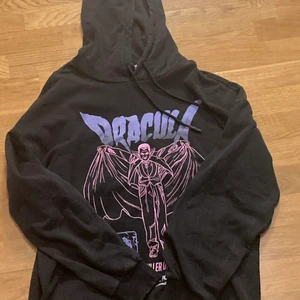 Svart Dracula hoodie - köpt för ett tag sedan på H&M men inte så använd! den är i bra skick och ganska tunn så passar bra om man inte vill ha en jättetjock hoodie!
