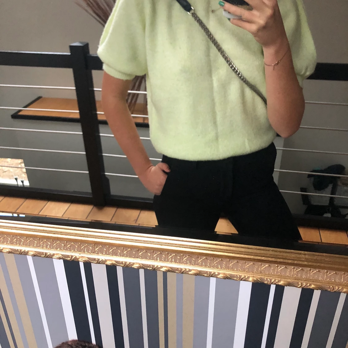 Stickad kortärmad tröja 