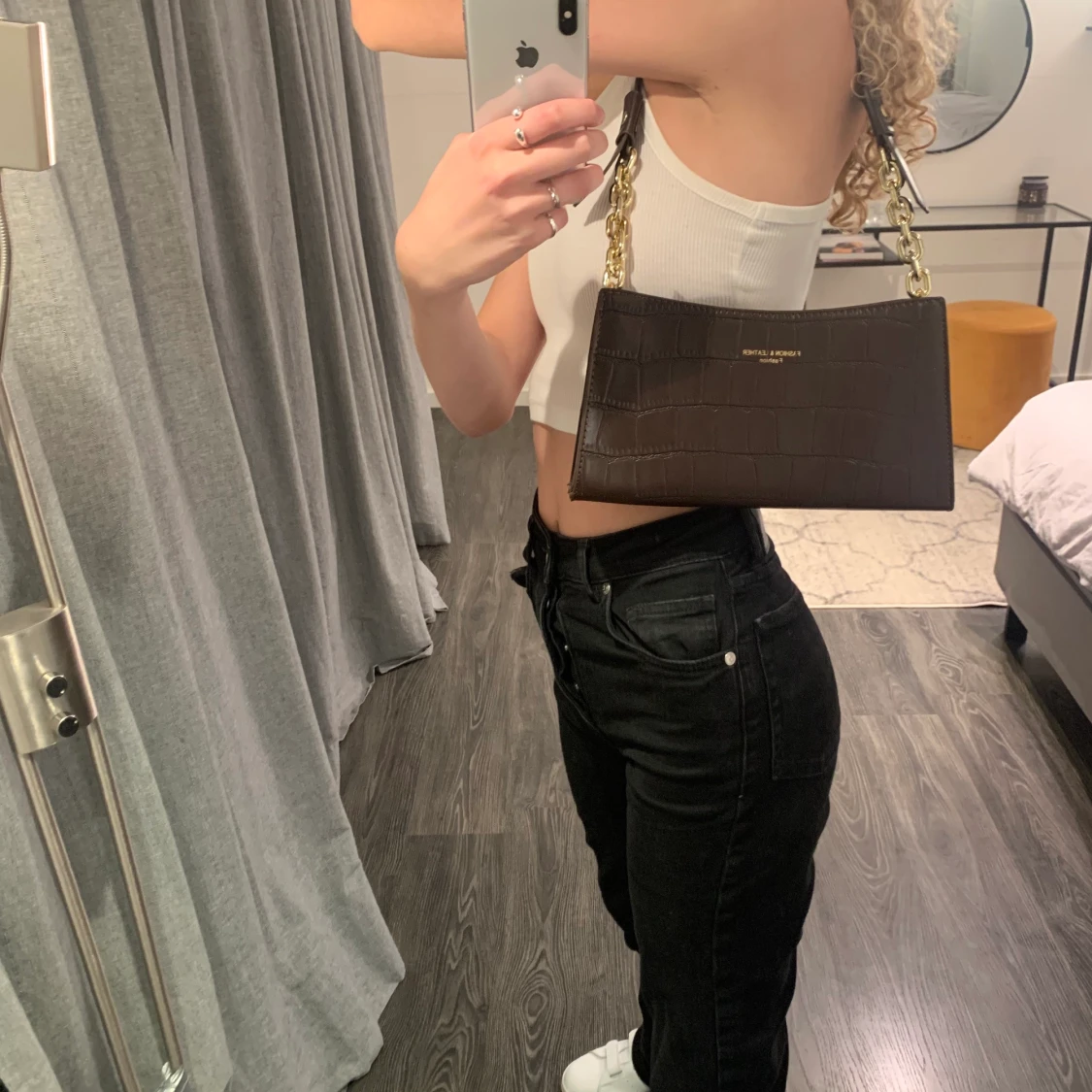 Brun trendig baguettväska - 90