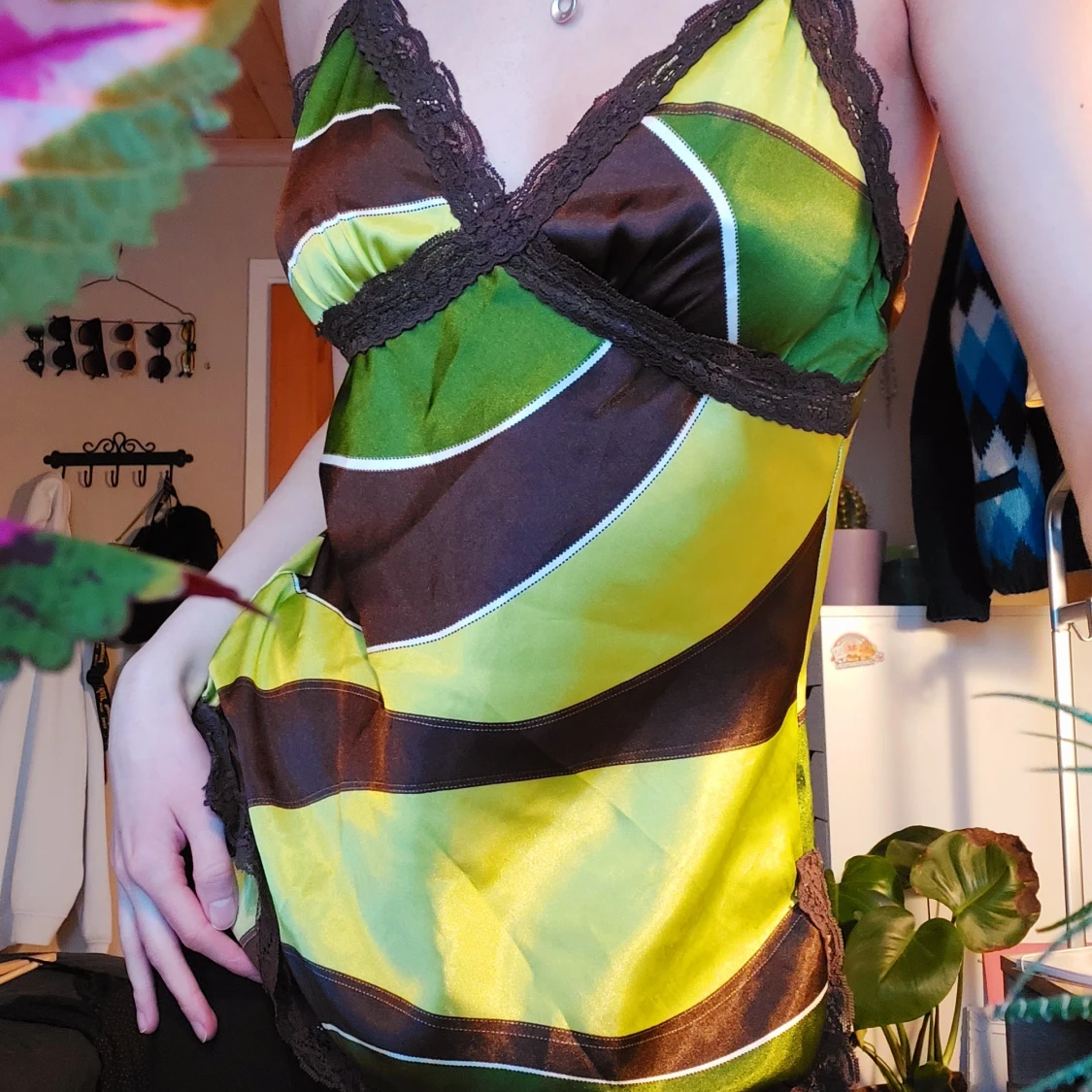 Brunt och grönt linne - 90