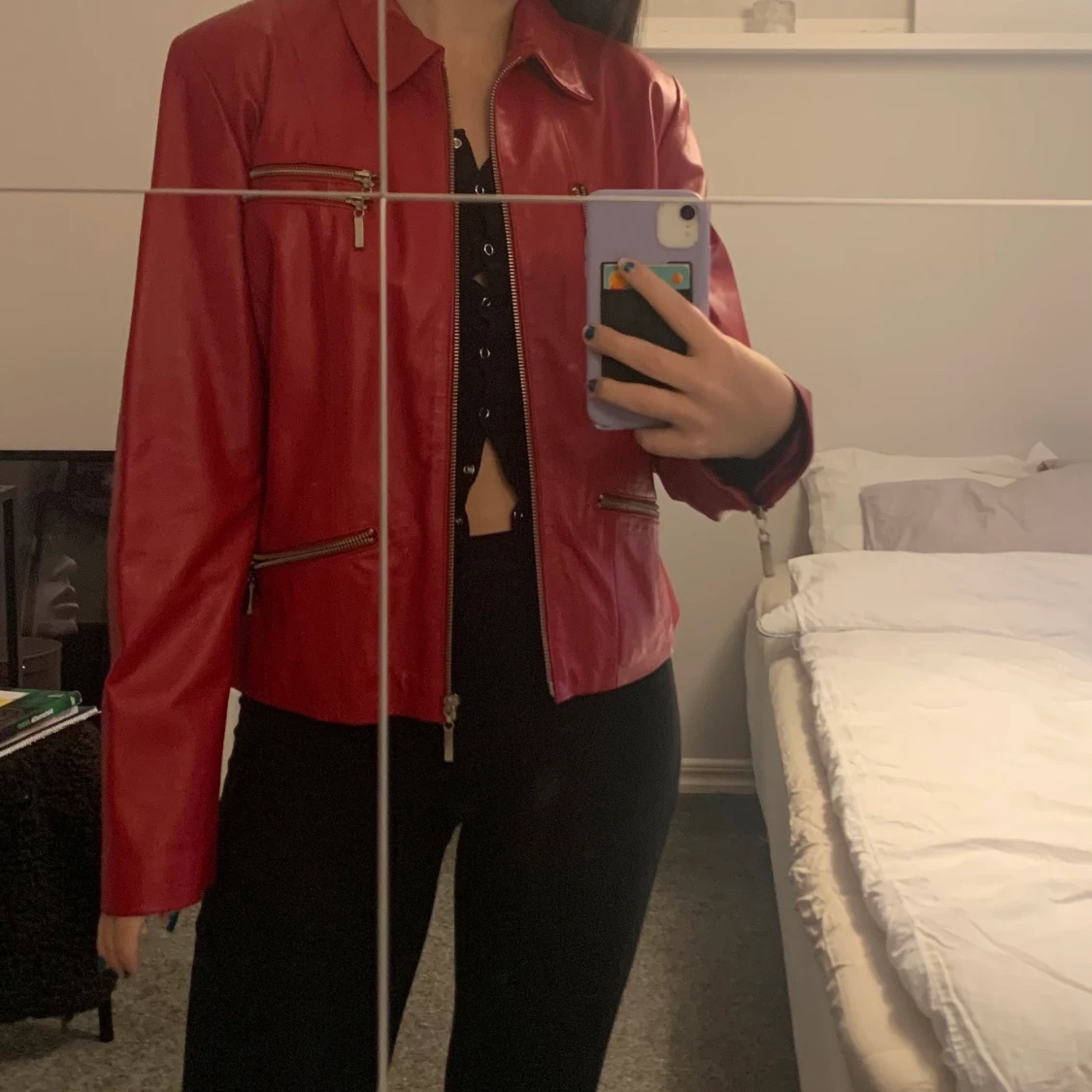 Röd läderjacka - 91