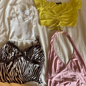 Tröjor  - Säljer alla dessa 4 toppar för 150k +frakt nästan aldrig använt dom förutom den gula och den rosa och vita aldrig använt! 🥰 Går även att köpa en tröja! 