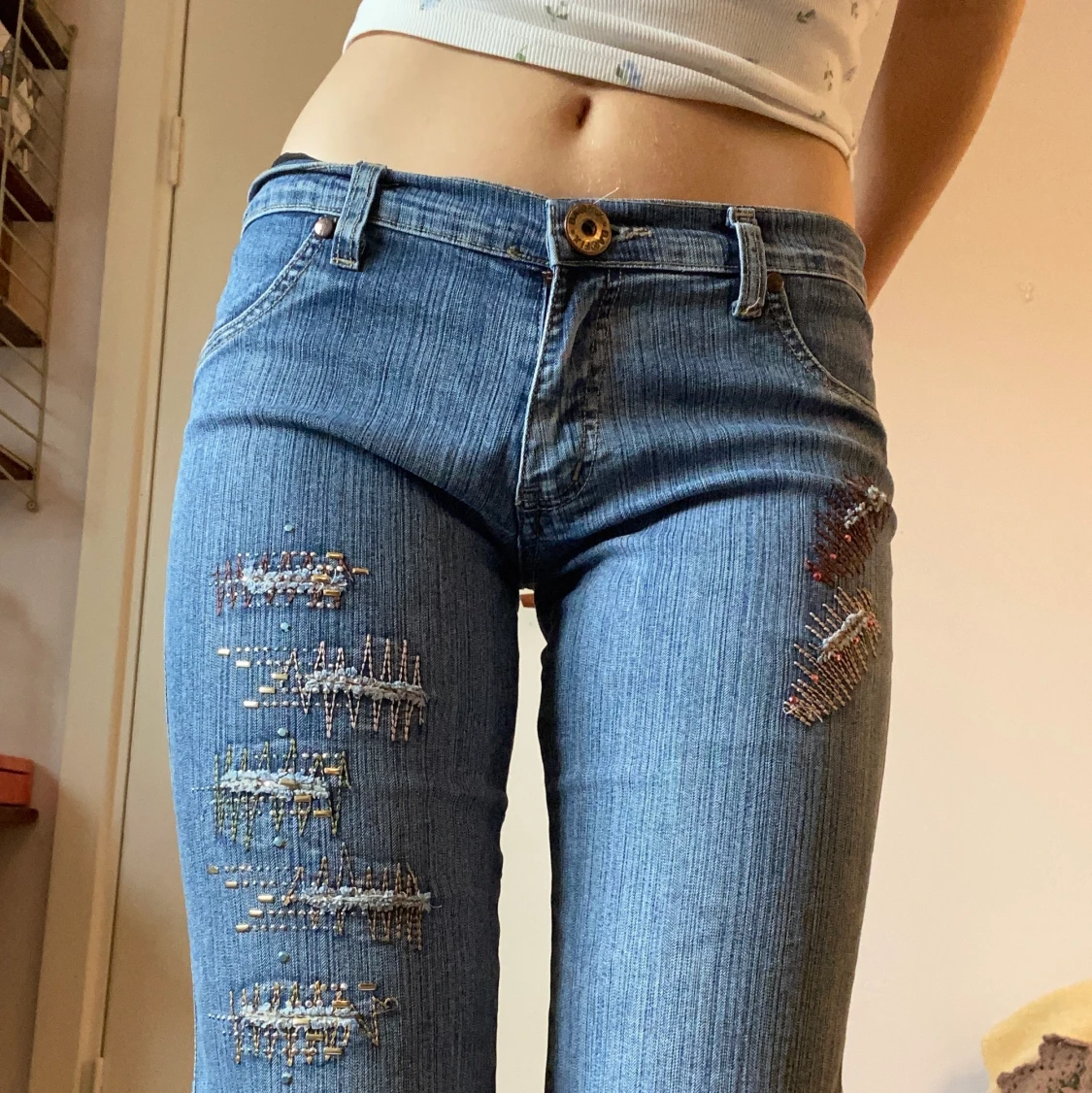 🖤Y2k Jeans med bling detaljer och utsvängda ben🖤 - 91