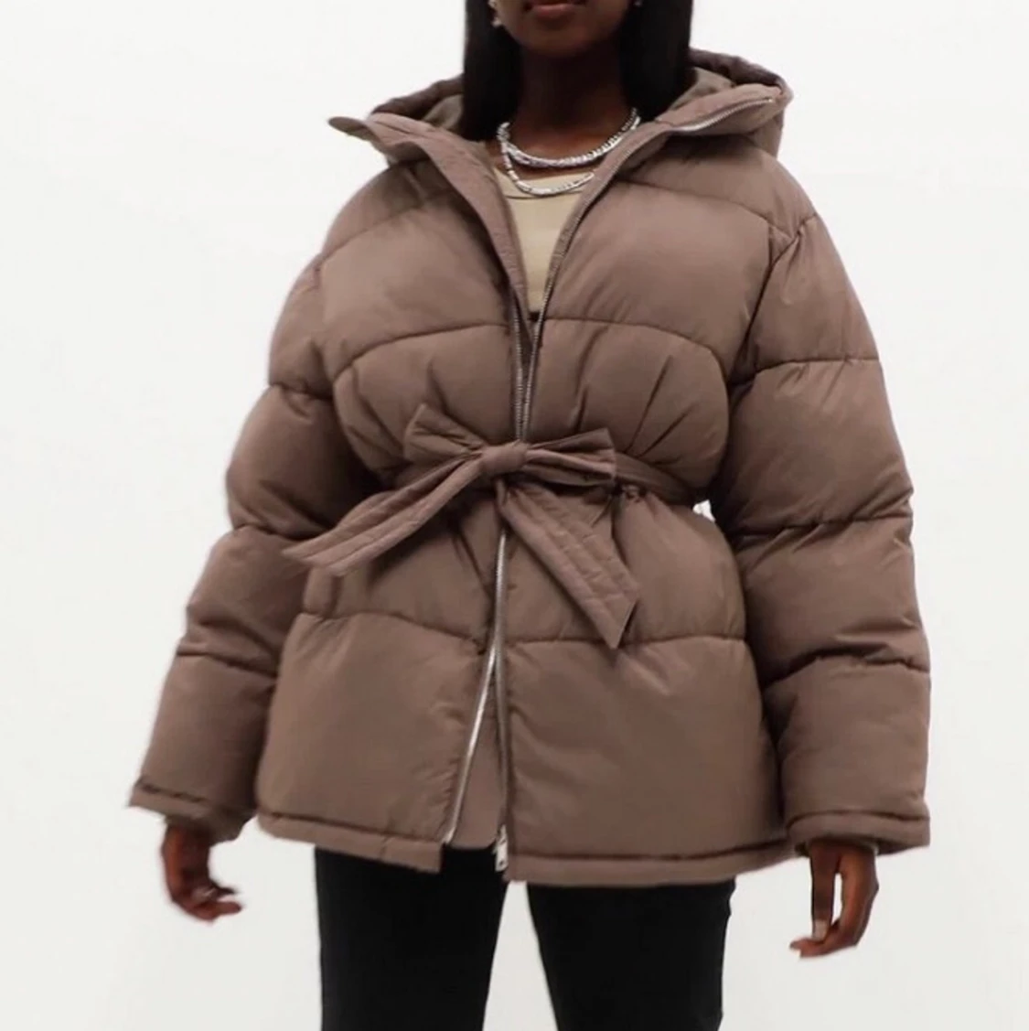 Oversized brun puffer jacka - 90