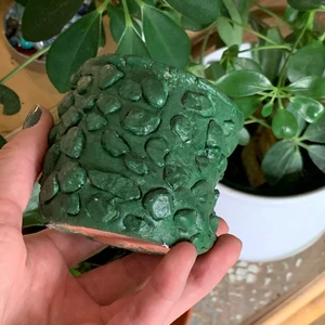 Konstig grön kruka - Gjord av luftorkad lera och små stenar