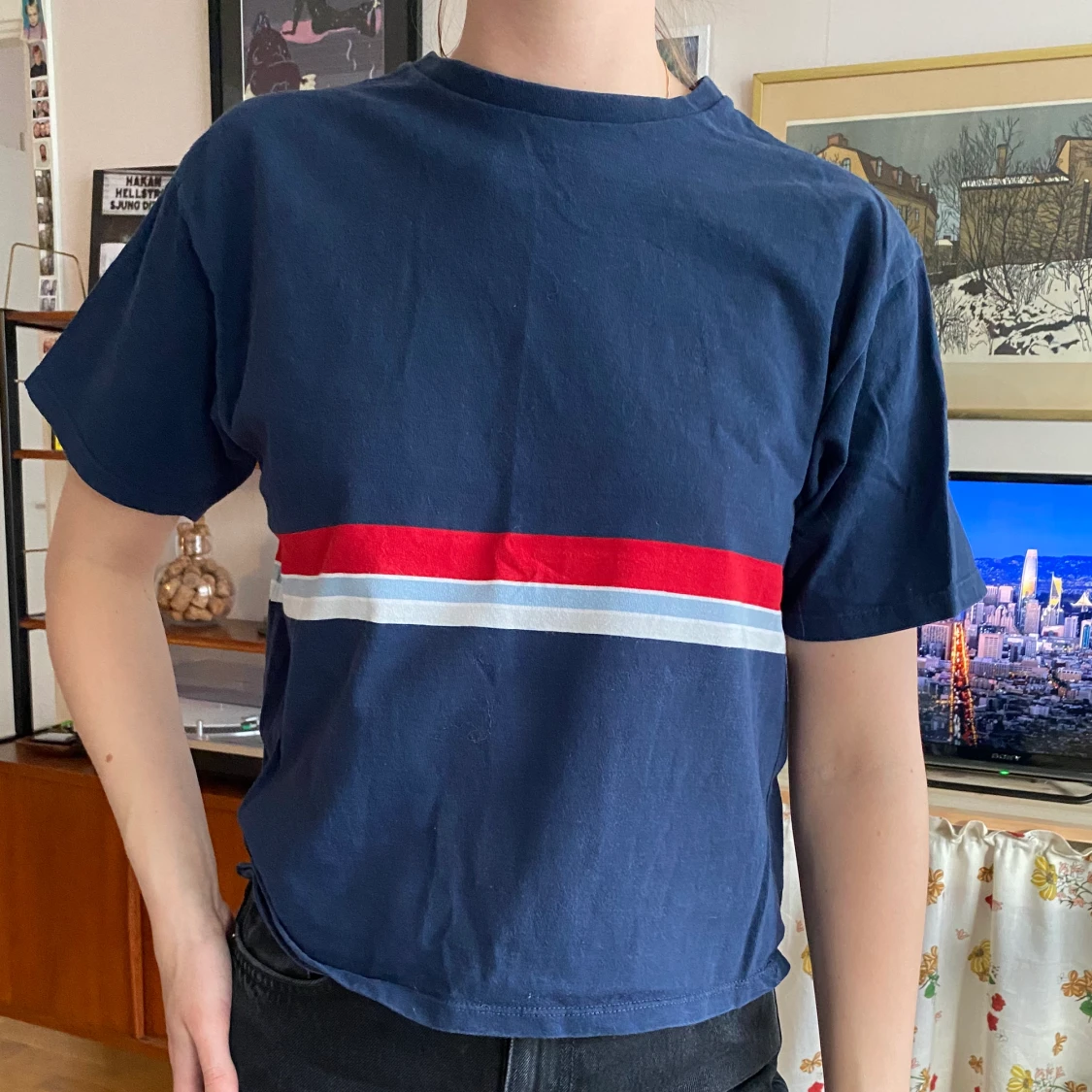 T-shirt med randigt mönster