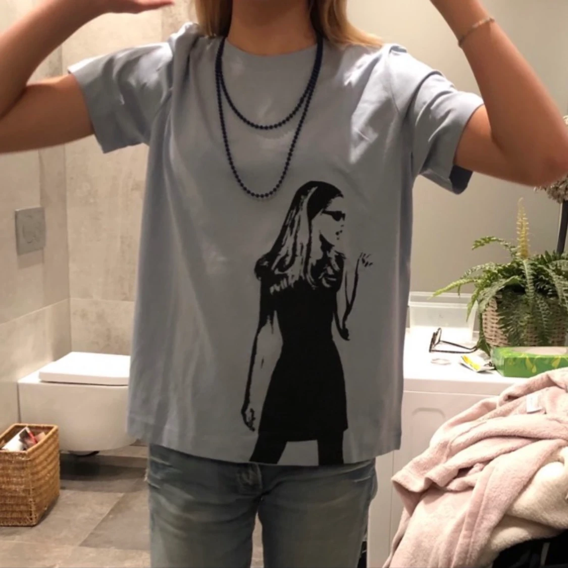 Screenprint t-shirt, Ljusblå 001