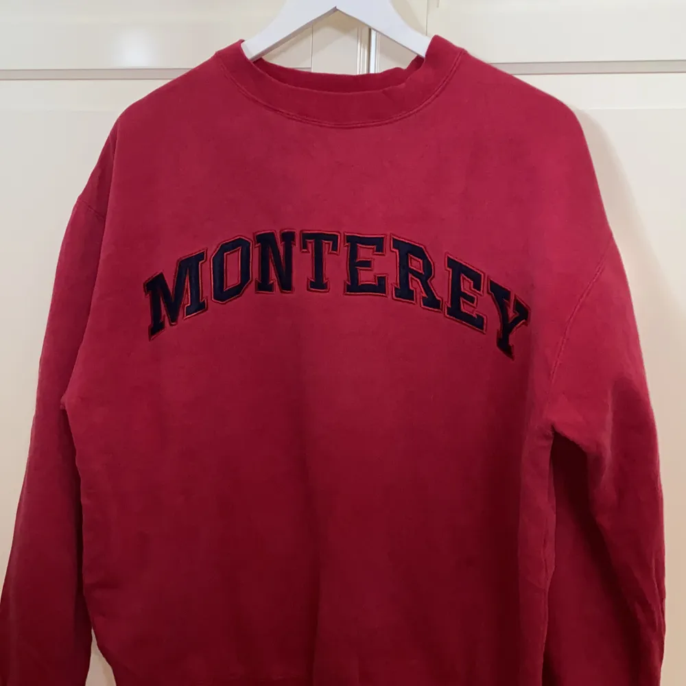 Cool sweatshirt med stad, färgen svår att få med på bild men är rosa-röd. Vintage skick - ena mudden lite sönder se bild 3 annars fin! (kan gå ner i pris vid snabb affär . Hoodies.
