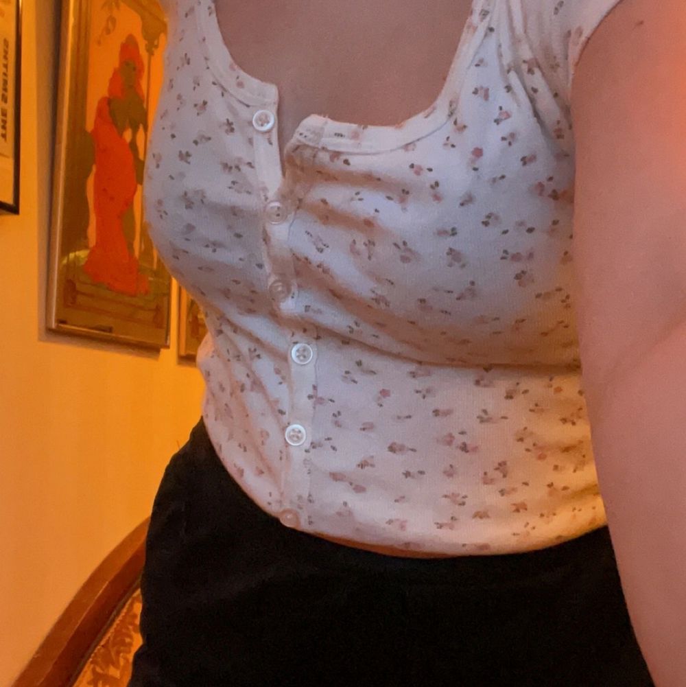 urgullig blommig brandy melville topp, använder knappt aldrig denna då den inte är min stil. brandy Melville klassificerar sig själva som ”one size fits all” men den passar förmodligen som bäst på XS-S. tar emot bud eller byter mot annat klädesplagg, frakt diskuteras! <3. T-shirts.