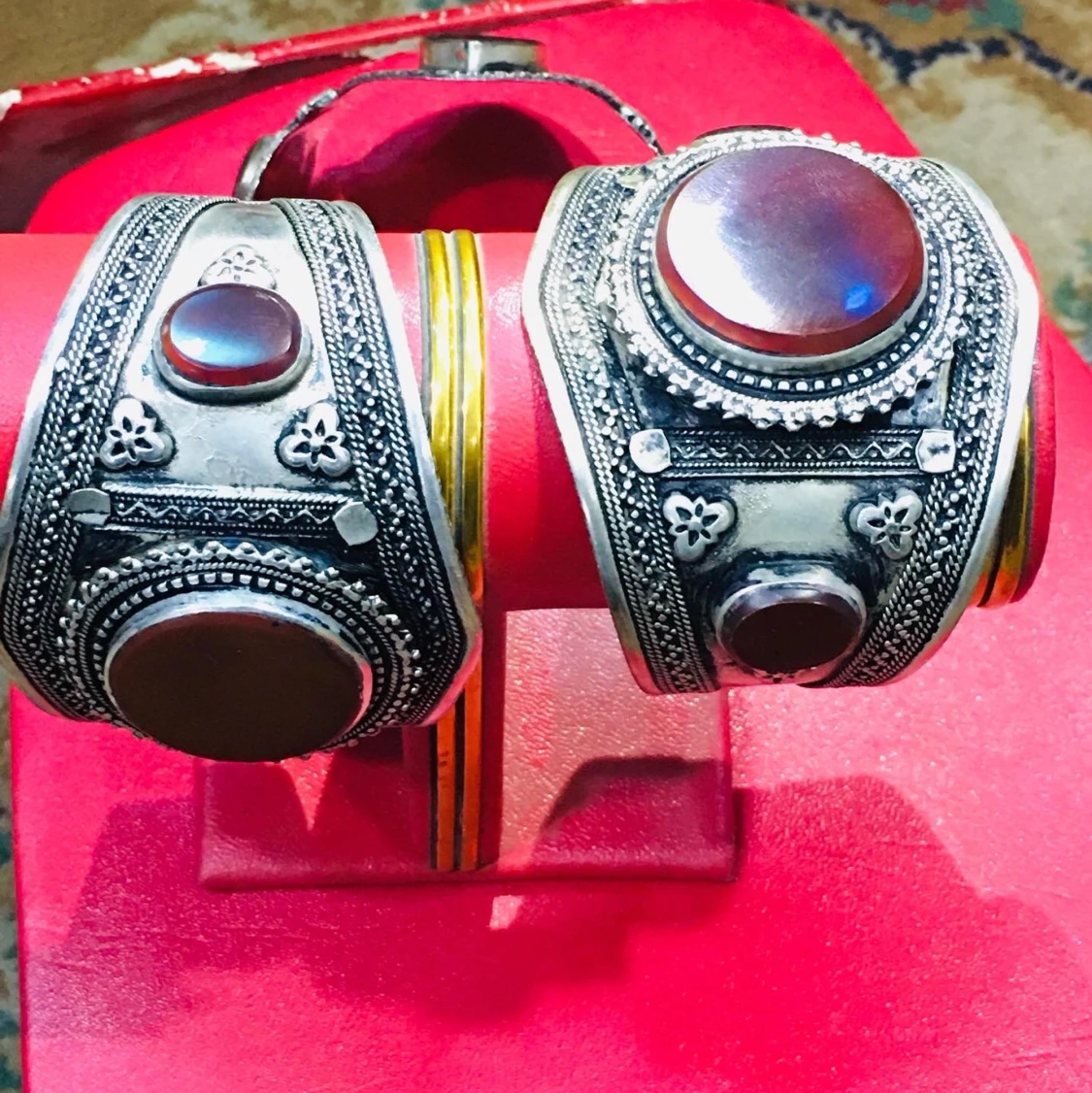 Afghan turkman tradtional adjustable carved bracelet- handcuff bangles 