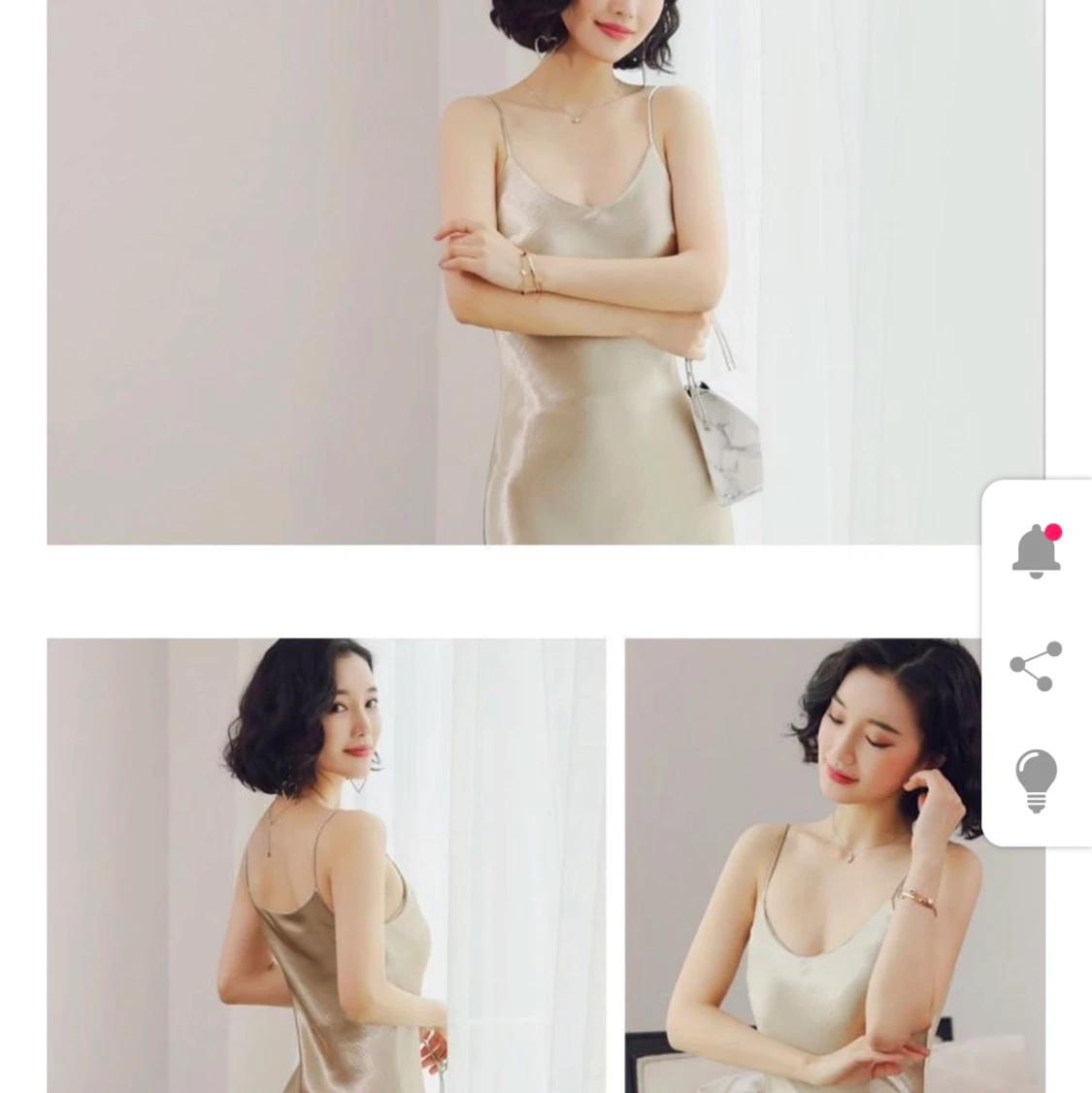 Röd satin klänning (XS) - 90