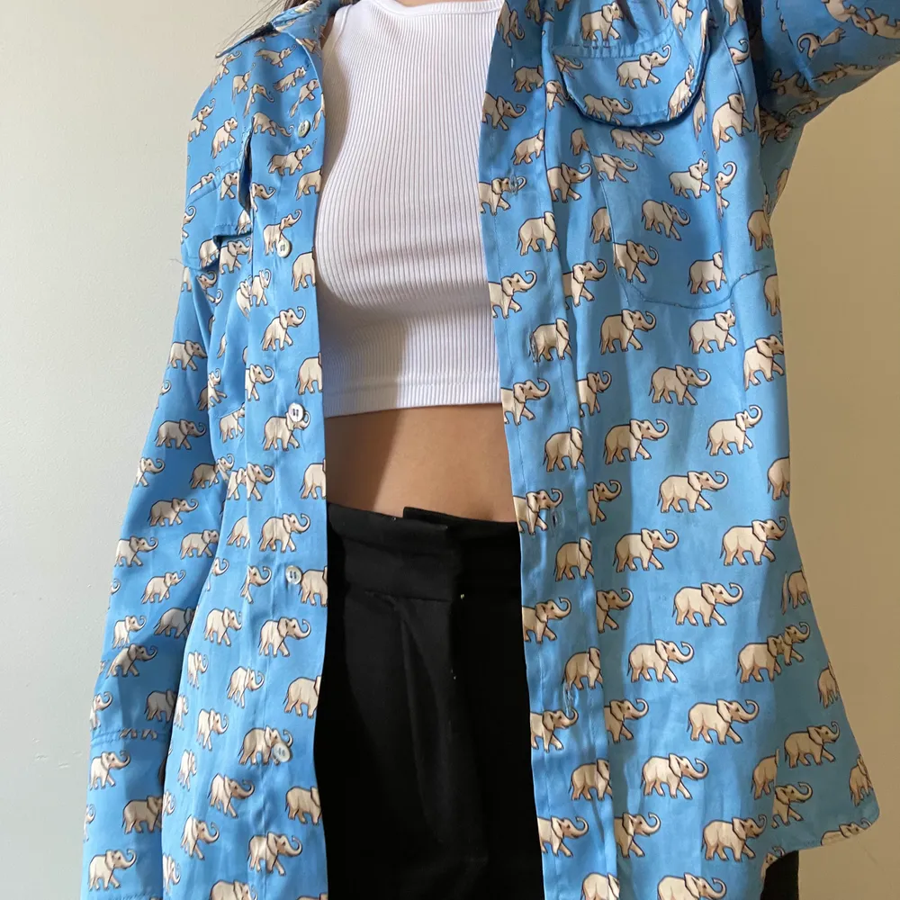 Den kända elefantskjortan från Zara som inte längre finns!! 🐘💙🥲 Säljer den nu pga inte längre min stil men så härlig! Strlk M (jag på bilden är en M i andra överdelar vanligen)! . Skjortor.