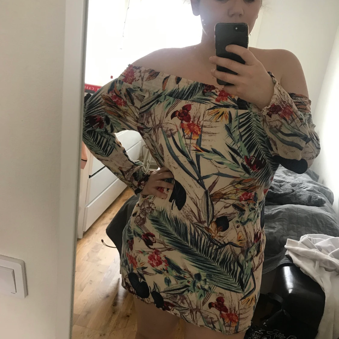 colourful off shoulder dress from Springfield 