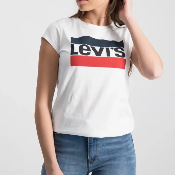 Säljer en vit Levis t-shirt i storlek 158 cm, aldrig använd, 100 kr + frakt. T-shirts.