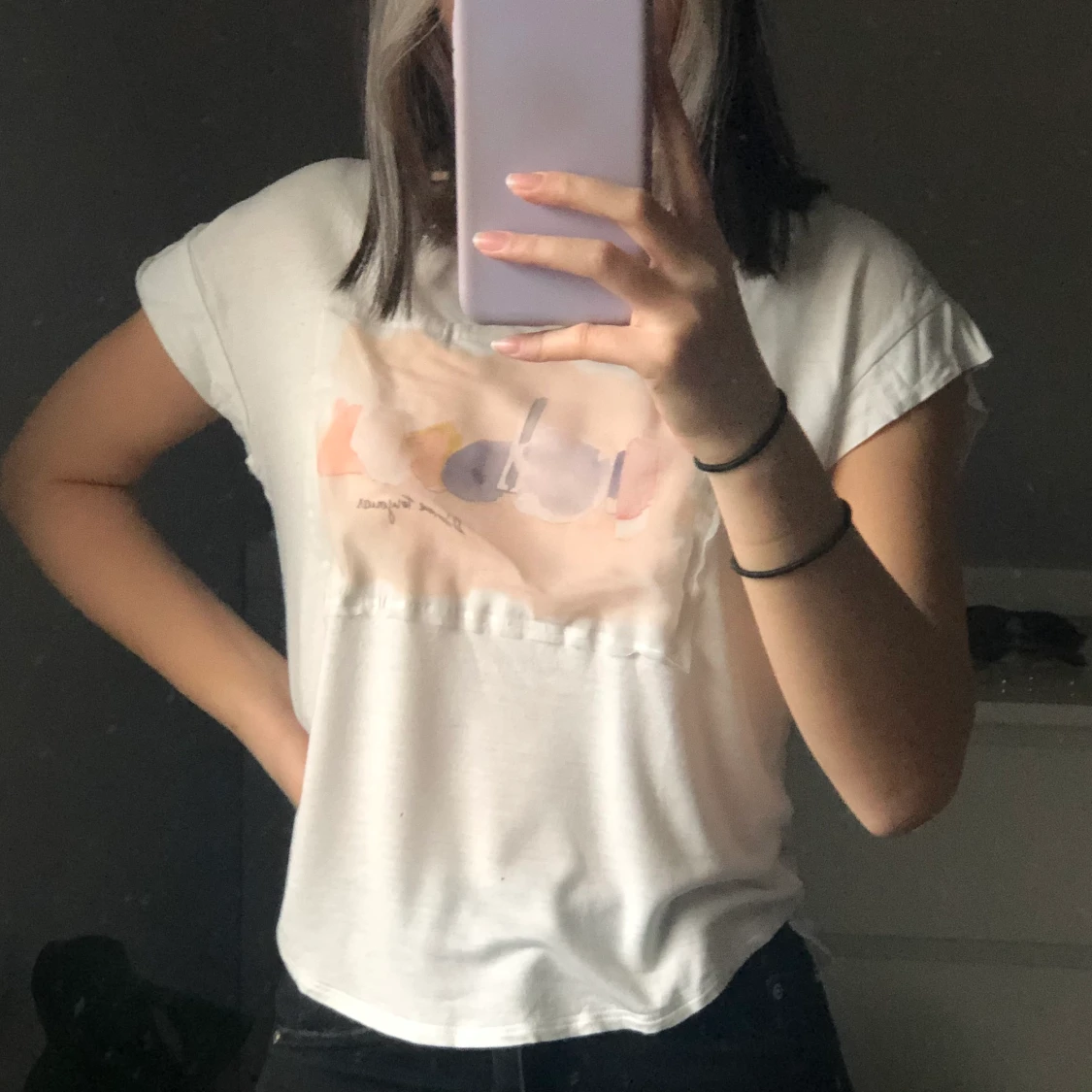 vit t-shirt med tryck strl S - 90