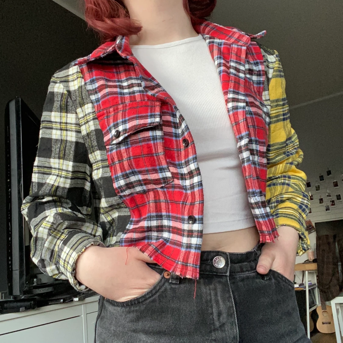 Croppad flanellskjorta 