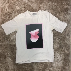 T shirt med tryck  - En vit T-shirt i bra skick, endast använt några gånger. Har inte fått användning av den så därför säljer jag! Det står att storleken är XXS men den sitter som vanligt för mig som är XS. 
