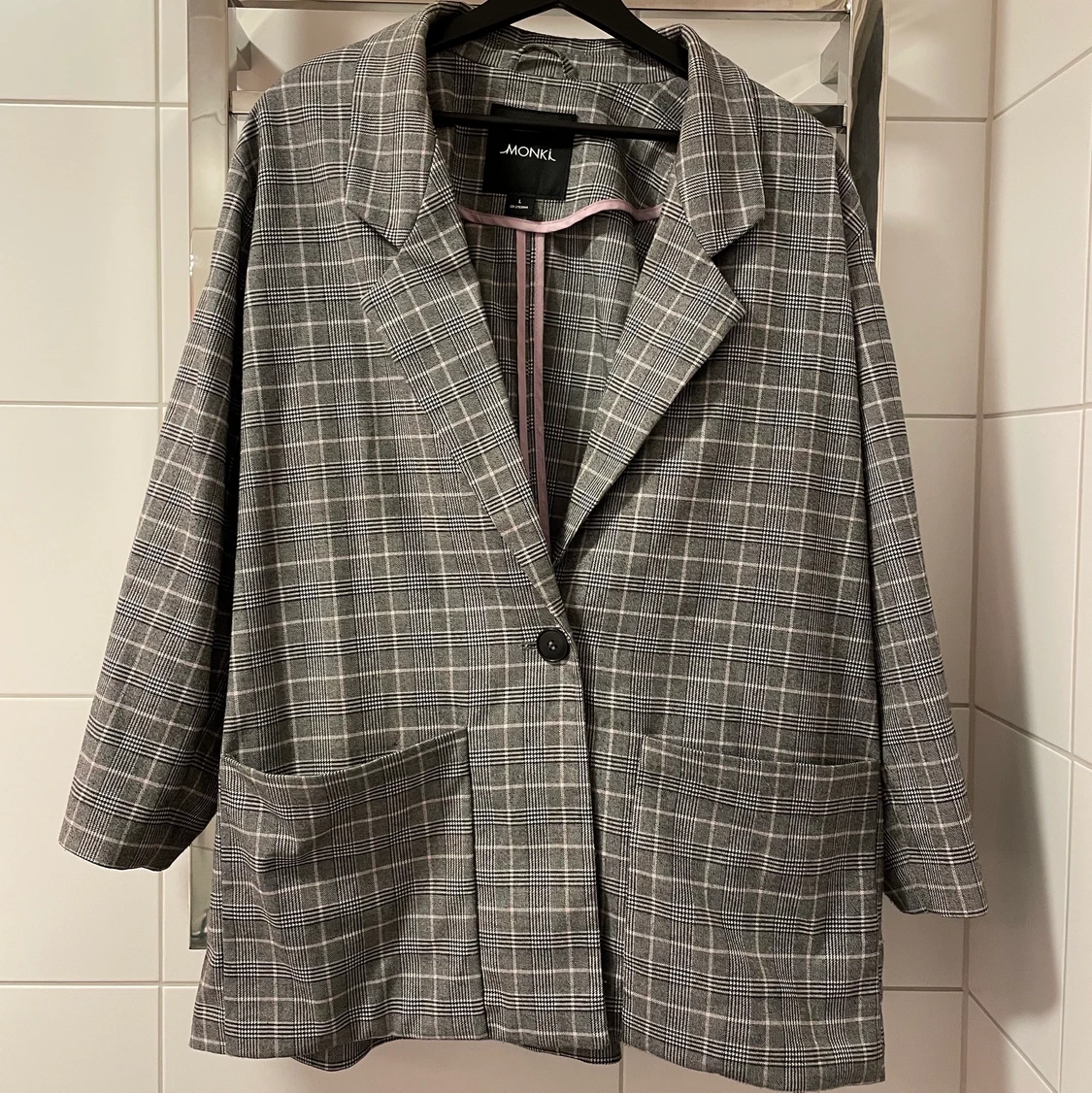 Grå, oversized kavaj, blazer - 90