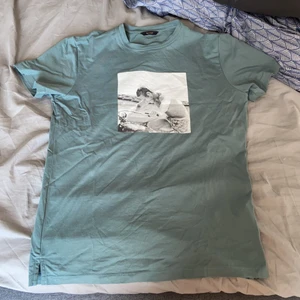 Snygg t-shirt Storlek M - T-shirt i grön/grå färg som är svår att fånga på bild med motiv. Knappt använd. Från Massimo Dutti